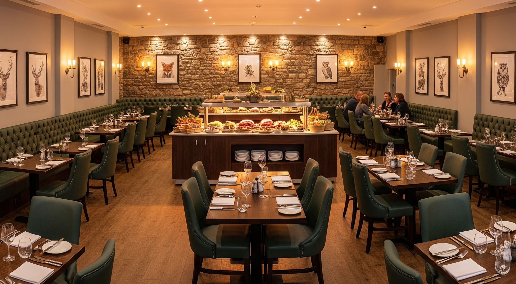 Spacious restaurant seating